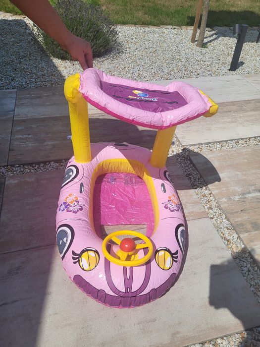 Bestway auto różowe łódka z daszkiem na basen dla dzieci