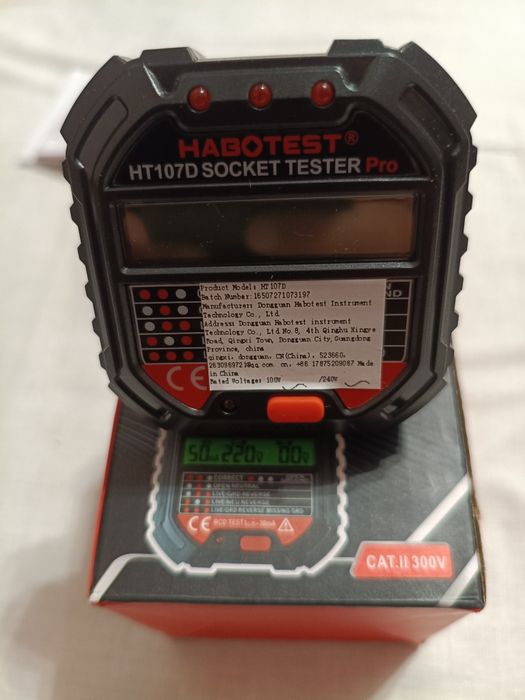 Тестер розеток Habotest HT107D Pro цифровий 300V RCD