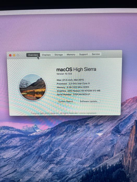 Apple iMac 21,5” i5 8gb ram ssd