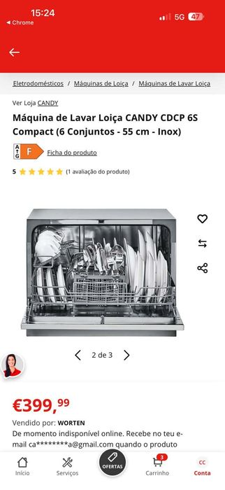 vendo maquina de lavar loiça candy como nova
