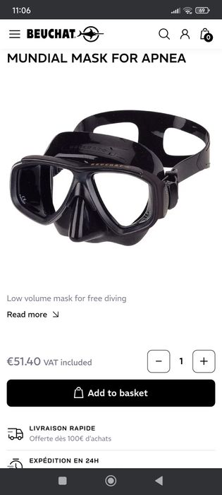 Маска для дайвинга  BEUCHAT MUNDIAL