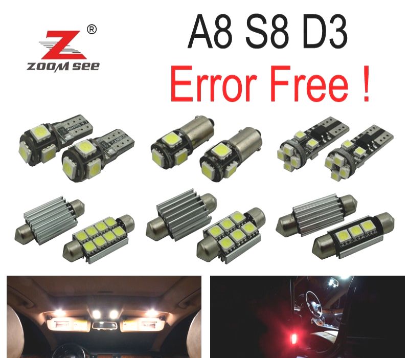 KIT COMPLETO DE 23 LÂMPADAS LED INTERIOR AUDI A8 S8 D3 QUATTRO 2003 -2009