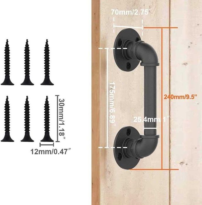 CCJH klamka do drzwi przesuwnych w stylu retro, 1 szt., czarna