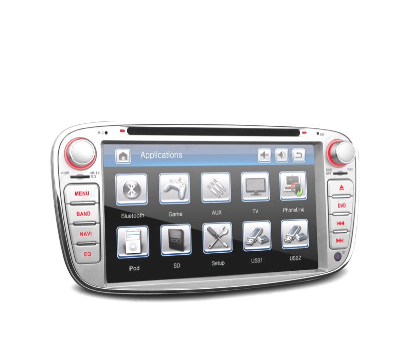 AUTO RADIO 2DIN 7" PARA FORD REDONDO COR CINZA USB GPS TACTIL HD