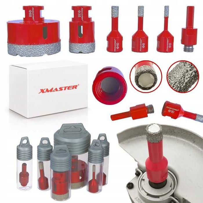 Zestaw otwornic diamentowych do gresu płytek kamienia M14 adapter