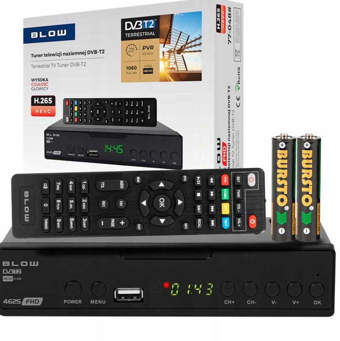 Tuner TV Naziemnej DVB-T2 H.265 HEVC – Dekoder Full HD z Pilotem i USB