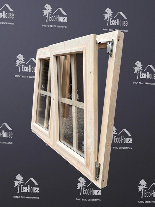 Okno Rozwierno-Uchylne Drewniane Dwuskrzydłowe 100x80 cm SZPROS, SZYBA