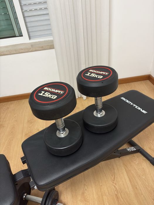 Conjunto de musculação – Banco + Halteres 7,5/10/15 kg