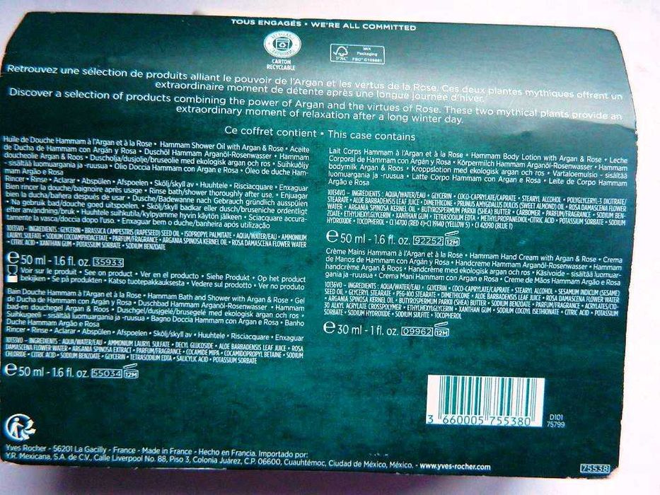 Yves Rocher Argan&Rose, zestaw kosmetyków w pudełku