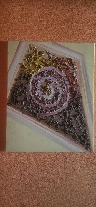 Quadro óleo com relevos 50cm (alt) x 40 cm(larg)