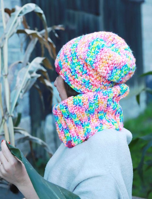 Czapka i komin Handmade na szydełku