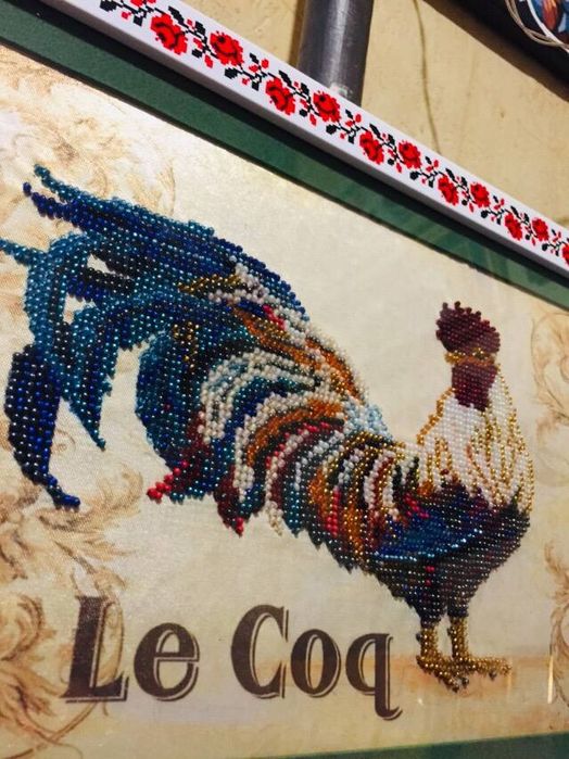 Картина бісером "Півень", український оберіг