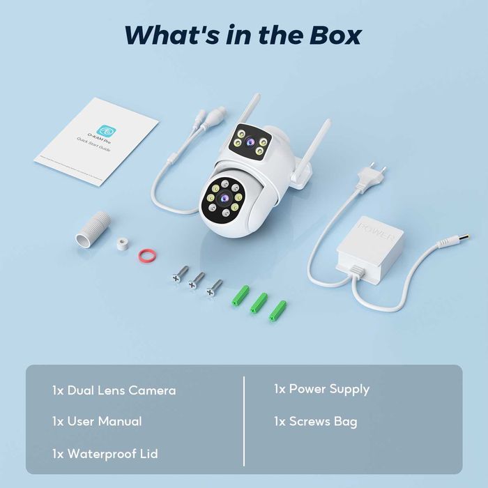 Подвійна 10МП поворотна WiFi камера відеонагляду, функція слідкування