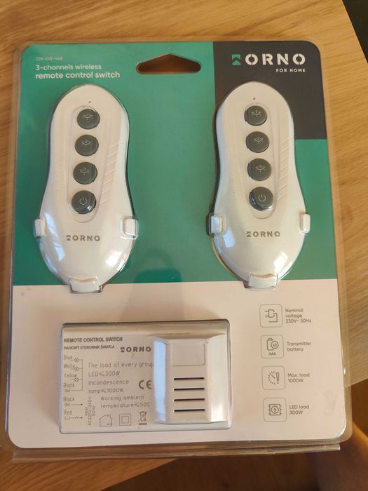 Bezprzewodowy sterownik światła + 2 piloty ORNO 3 kanały oświetlenie