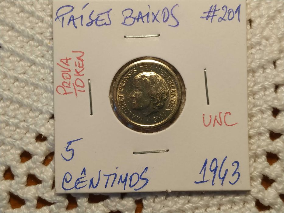 Holanda - moeda de 5 cêntimos de 1943 Prova numismática
