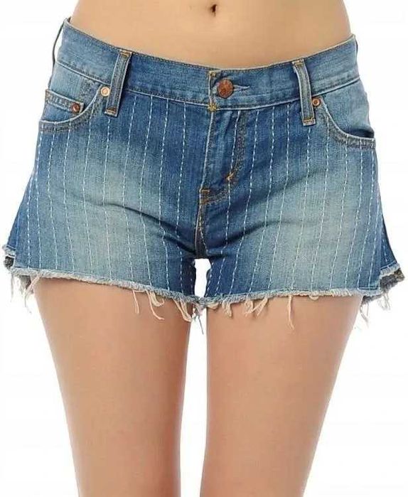 Levi's Niebieskie jeansowe szorty spodenki damskie postrzępione 28