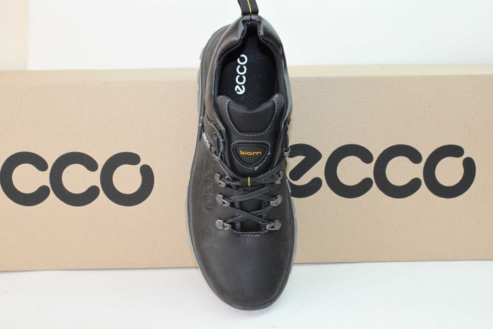 ECCO - кожаные черные кроссовки - туфли - кросівки (код:12-2чер.)