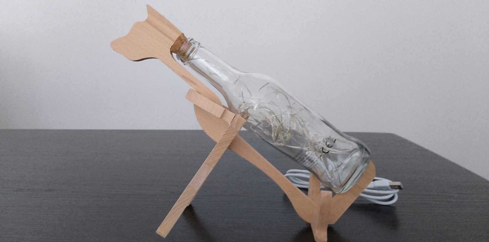 Dekoracja LED Szklane Lampki Pies Smuke