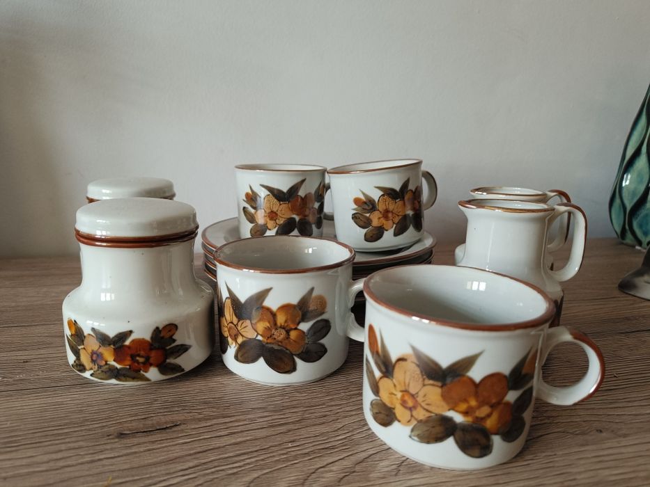 Zestaw do kawy i herbaty ręcznie malowany Handgemalt vintage botaniczn