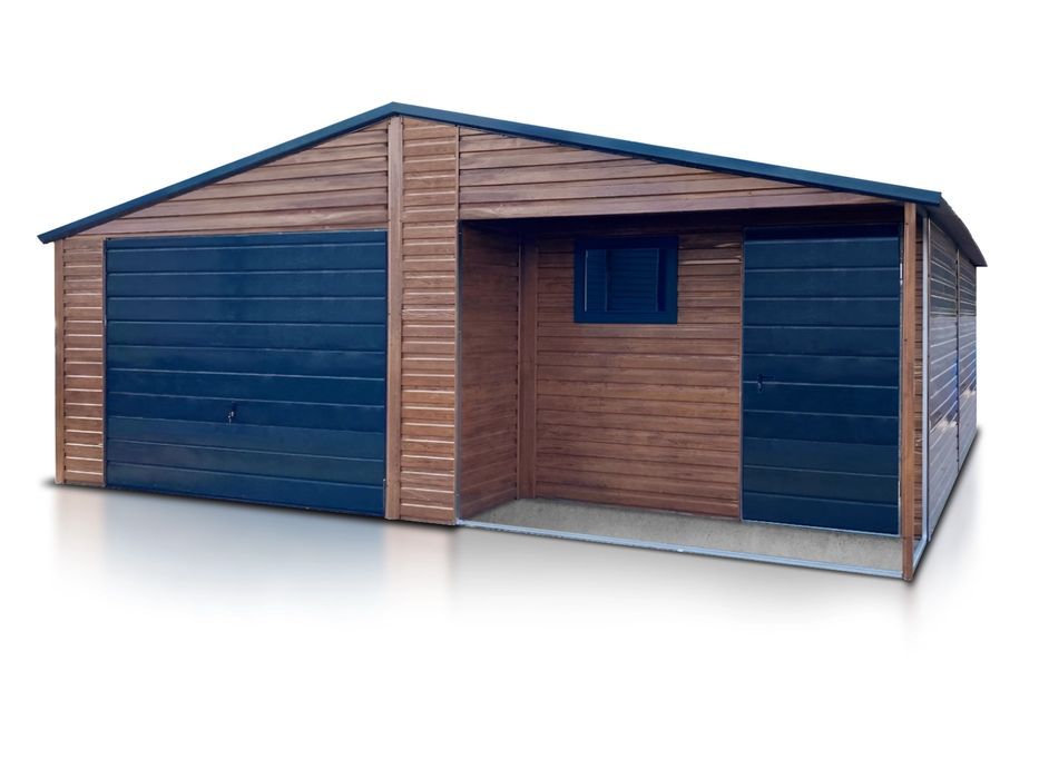 Garaż jednostanowiskowy 7x8m 8x7 garaże blaszane blaszak drewnopodobny