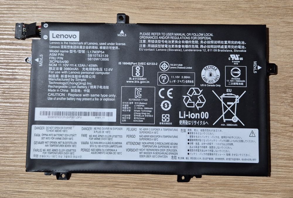 Bateria ThinkPad Lenovo L17M3P54 11.10V 45Wh