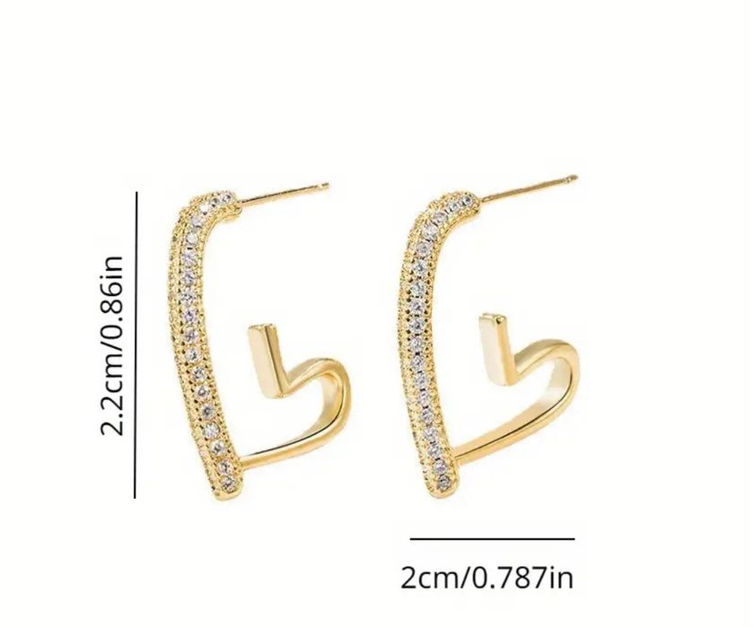 Серьги сердце с кристаллами Swarovski