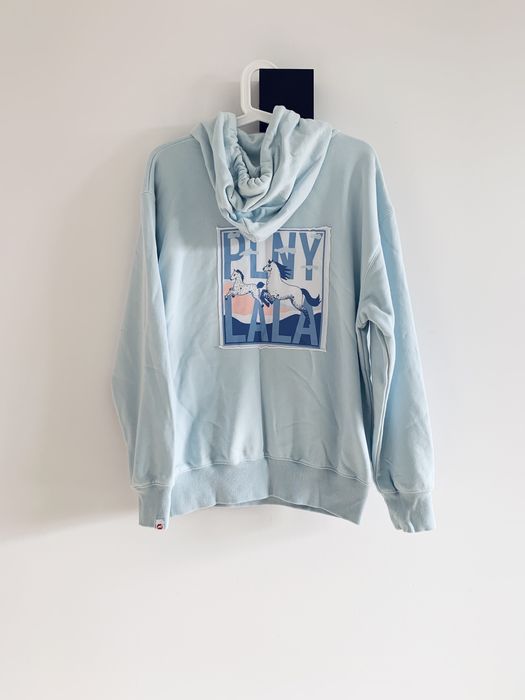 Bluza błękitna PLNY Lala nadruk oversize kaptur