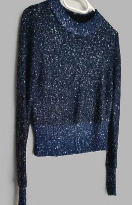 Elegancki granatowy sweter w cekiny H&M