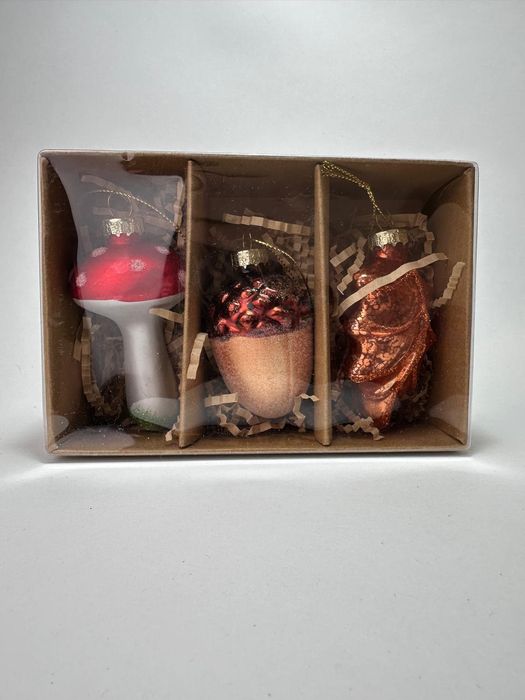 Zawieszki choinkowe, bombki  w stylu vintage, motyw lasu  (PRL)