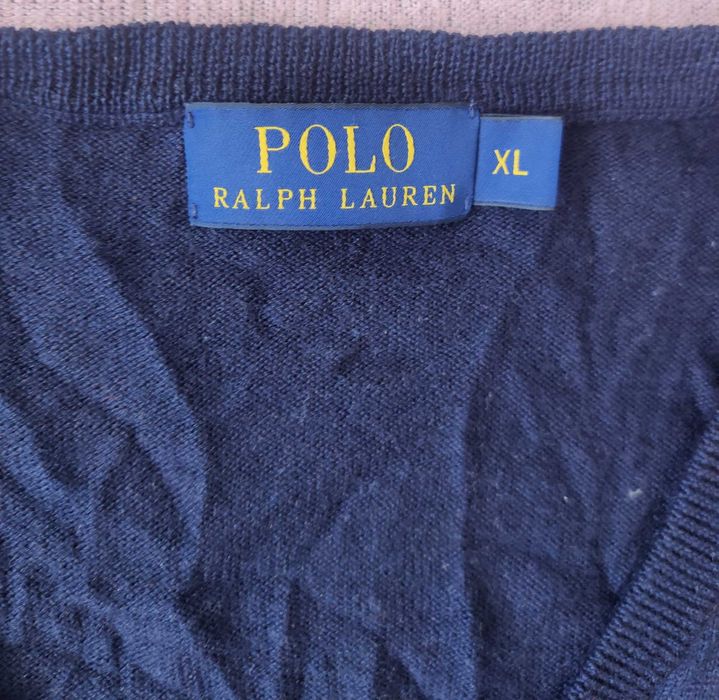 Sweter polo Ralph Lauren XL jak oryginalny granatowy oryginalny okazja swetr  męski