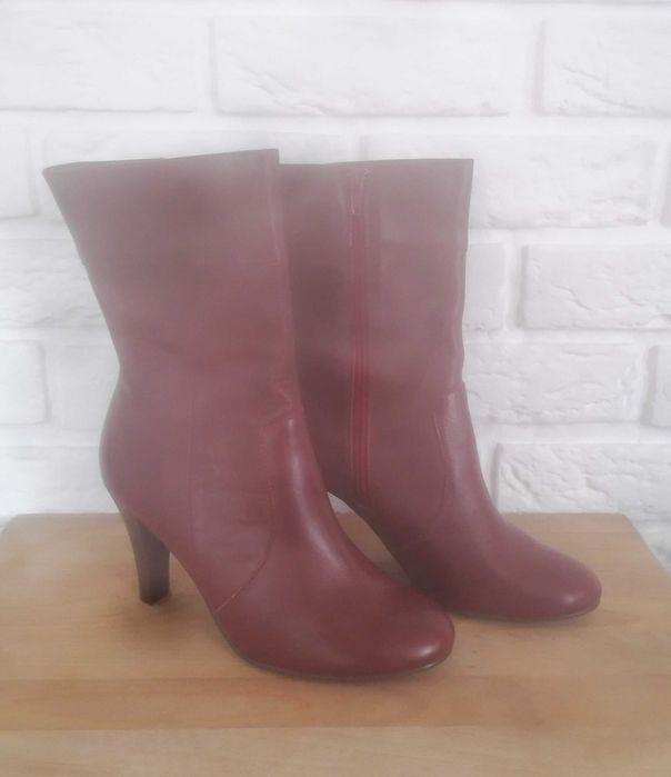 NEW LOOK Botki Bordowe Skóra naturalna