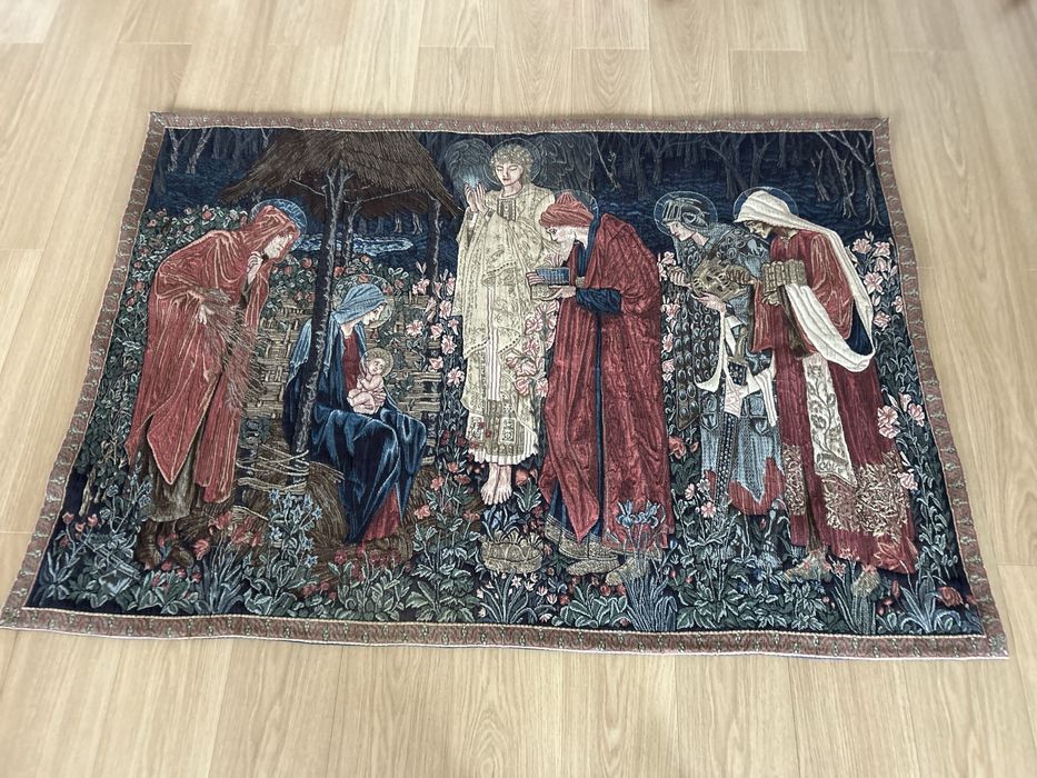 Duży belgijski gobelin wełniany Trzej Królowie 131x196 cm