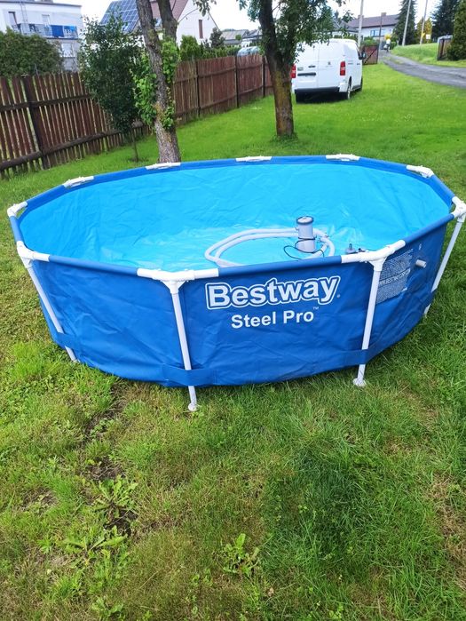 Basen stelażowy BESTWAY okragły 305cm wys76  + pompa z filtrem, pokrywa