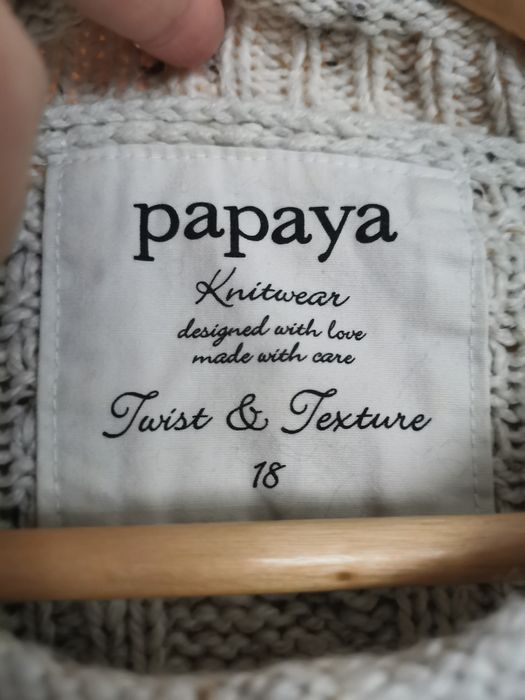 Papaya kremowy sweter z wzorkami XL