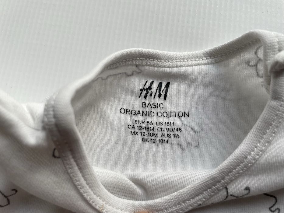 H&M body w słoniki 86, bawełna organiczna, krótki rękaw