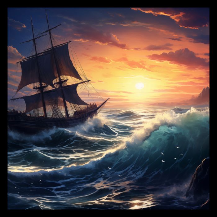 Plakat 40x40cm Wzburzone Fale Oceanicznej Przeprawy
