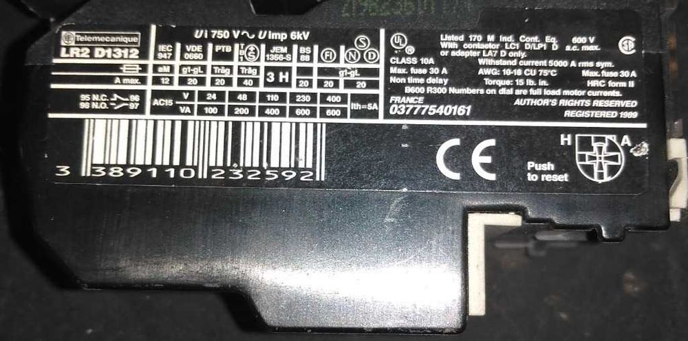 Przekaźnik Termiczny LR2D1312 Telemecanique