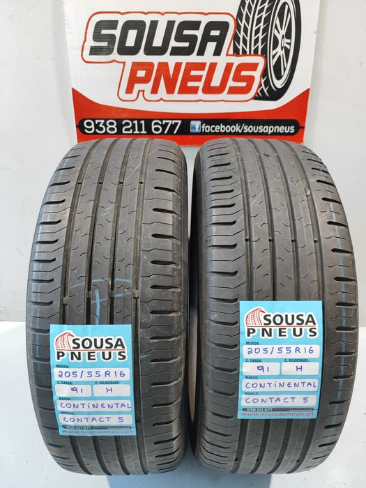 2 Pneus semi novos 205-55R16 Continental - 85 euros Oferta dos portes