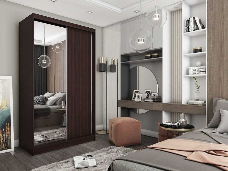 Szafa przesuwna 120 cm z lustrem do sypialni szafa dwudrzwiowa