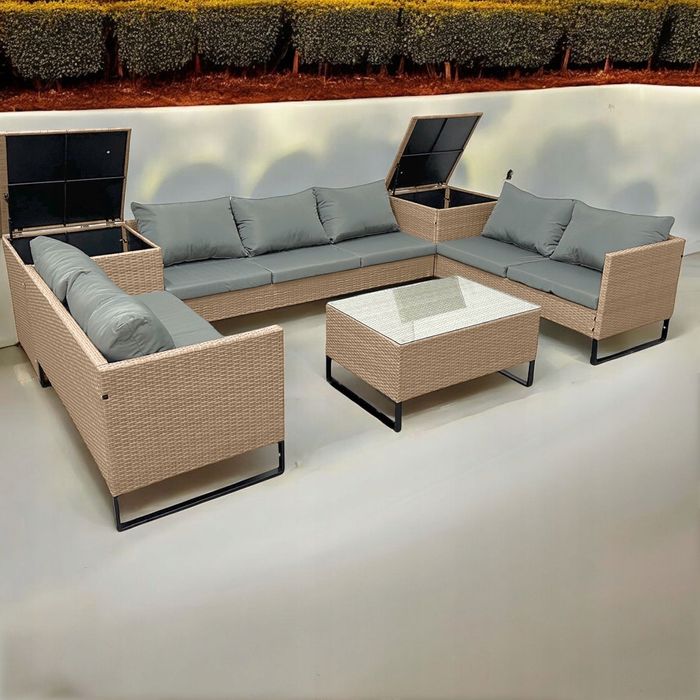 Nowe Meble ogrodowe NOWOCZESNY komplet Wypoczynkowy 2 schowki 4 kolory