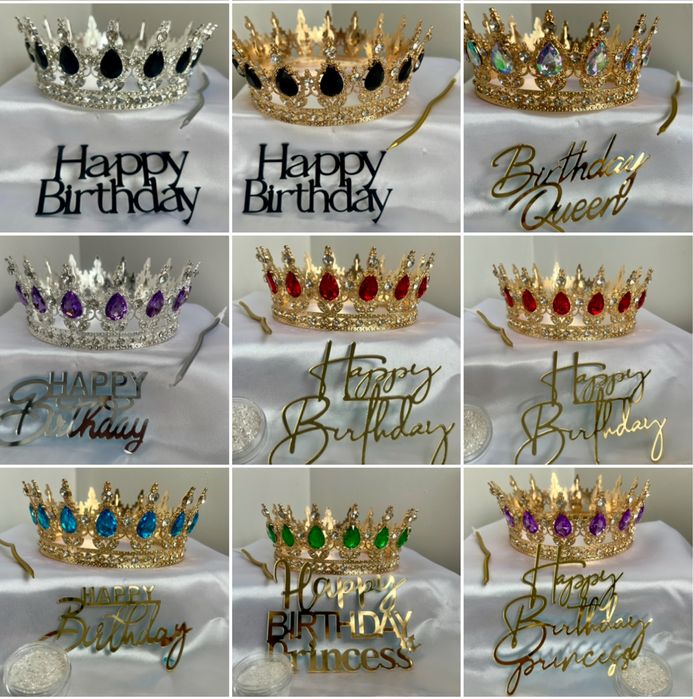 Корона на торт 12 см - 350 грн/ харчові блисківки /надпис/свічка