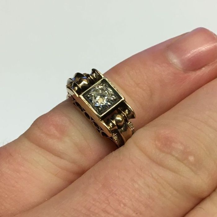 Stary Złoty Pierścionek - 5,05g - DIAMENT - ART-DECO - KRAKÓW