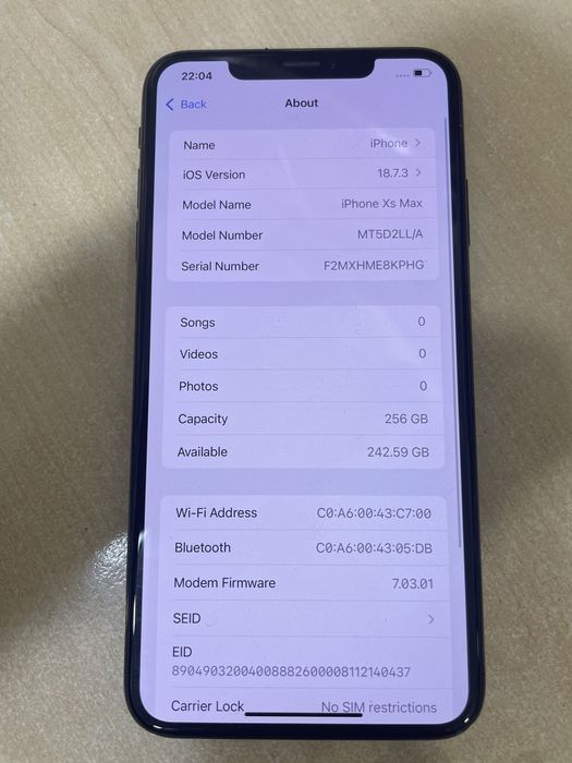 Iihone XS Max 256gb