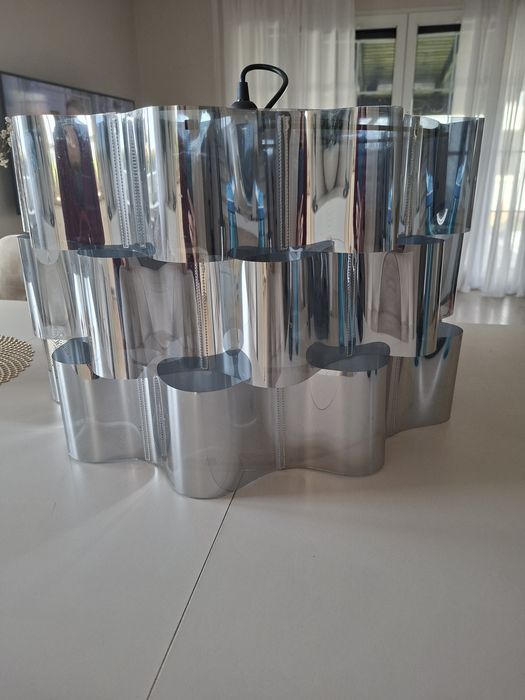 Lampa srebrna wisząca średnica 51cm wysokość 32cm stan idealny