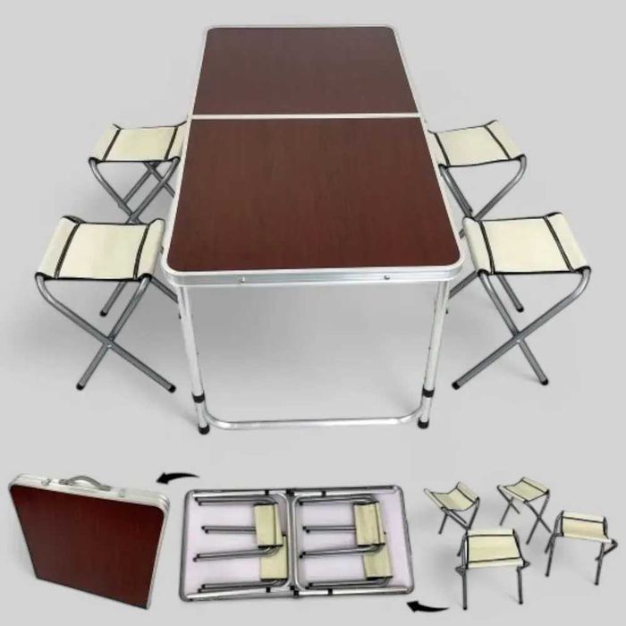 Туристичний стіл, 4 стільці. Стол раскладной со стульями. Для рибака