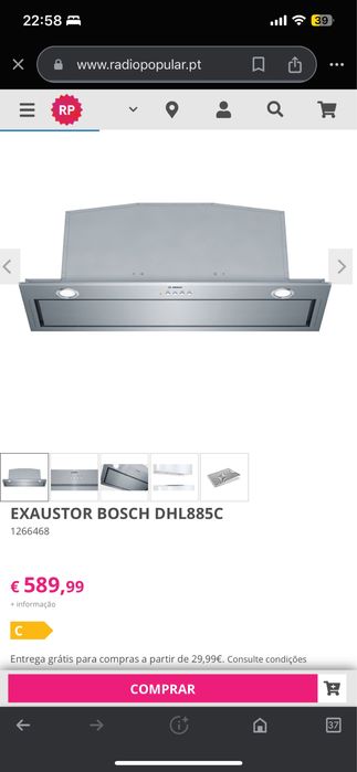 Exaustor BOSCH DHL885C (630 m3/h - 86 cm - Inox) ) NOVO)