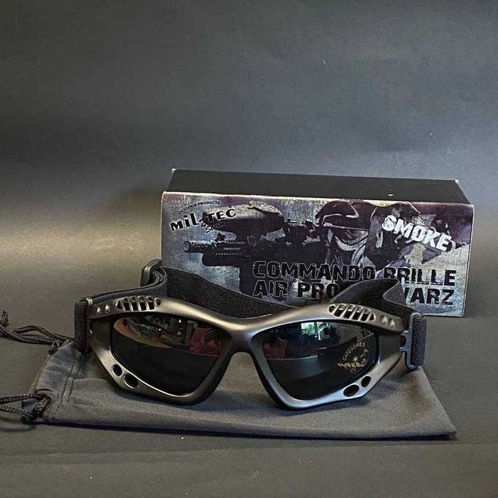 Окуляри тактичні захисні Mil-Tec Десантні затемнені COMMANDO BRILLE AIR PRO SCHWARZ SMOKE