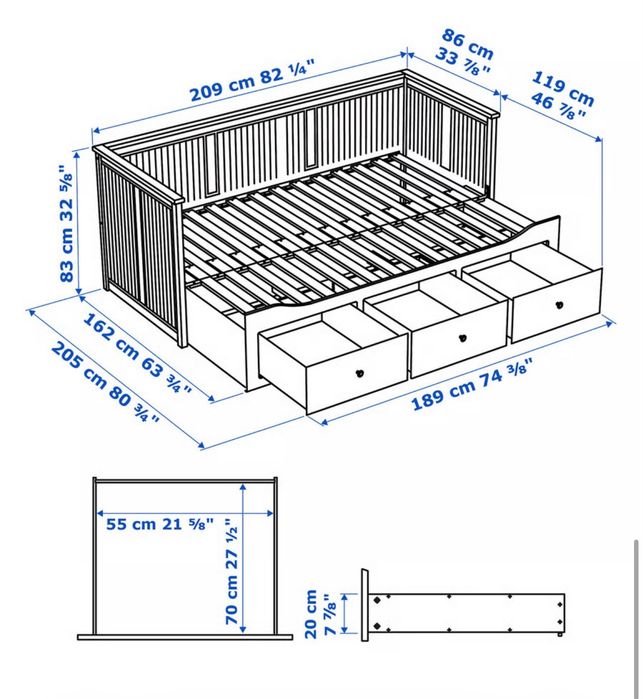 Łóżko ikea Hemnes rizkkadane