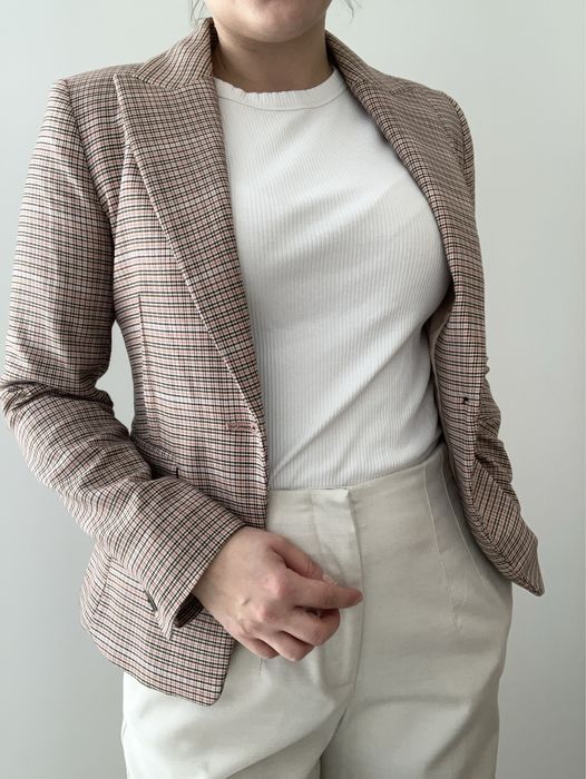 Marynarka o prostym kroju w kratę żakiet damski Mango XS 34