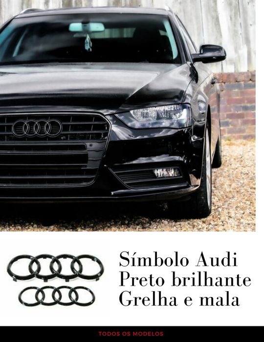 Símbolos Audi preto brilhante grelha e mala